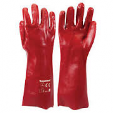 Gloves, gauntlet pvc red  400mm